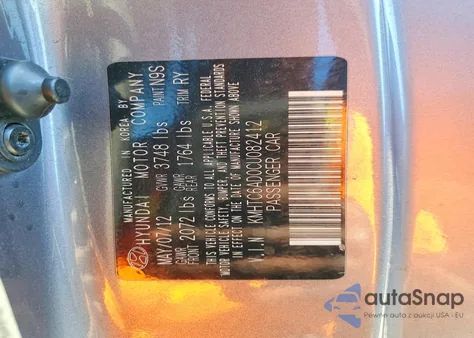 2012 Hyundai Veloster z USA, uszkodzony, nr VIN KMHTC6AD0CU082412